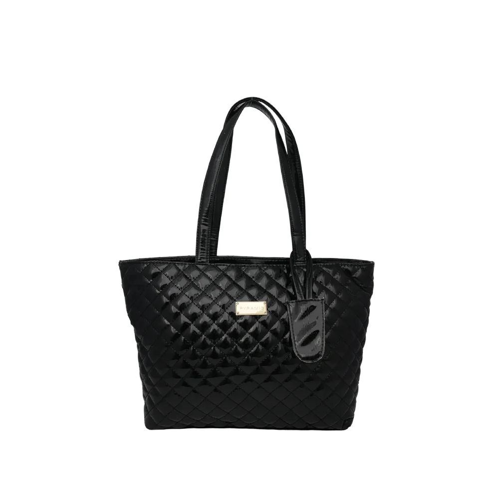 Black Avella Quilted Tote Bag
