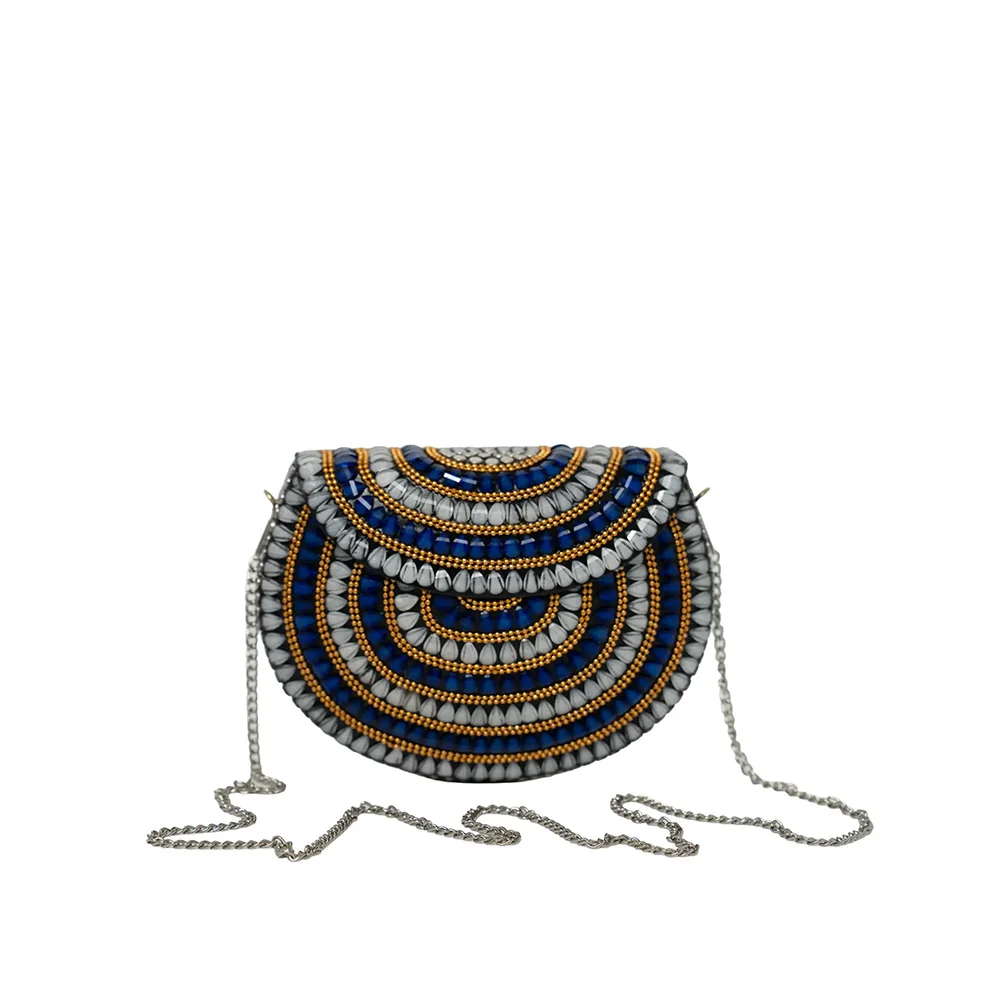 Royal Blue Beaded Clutch