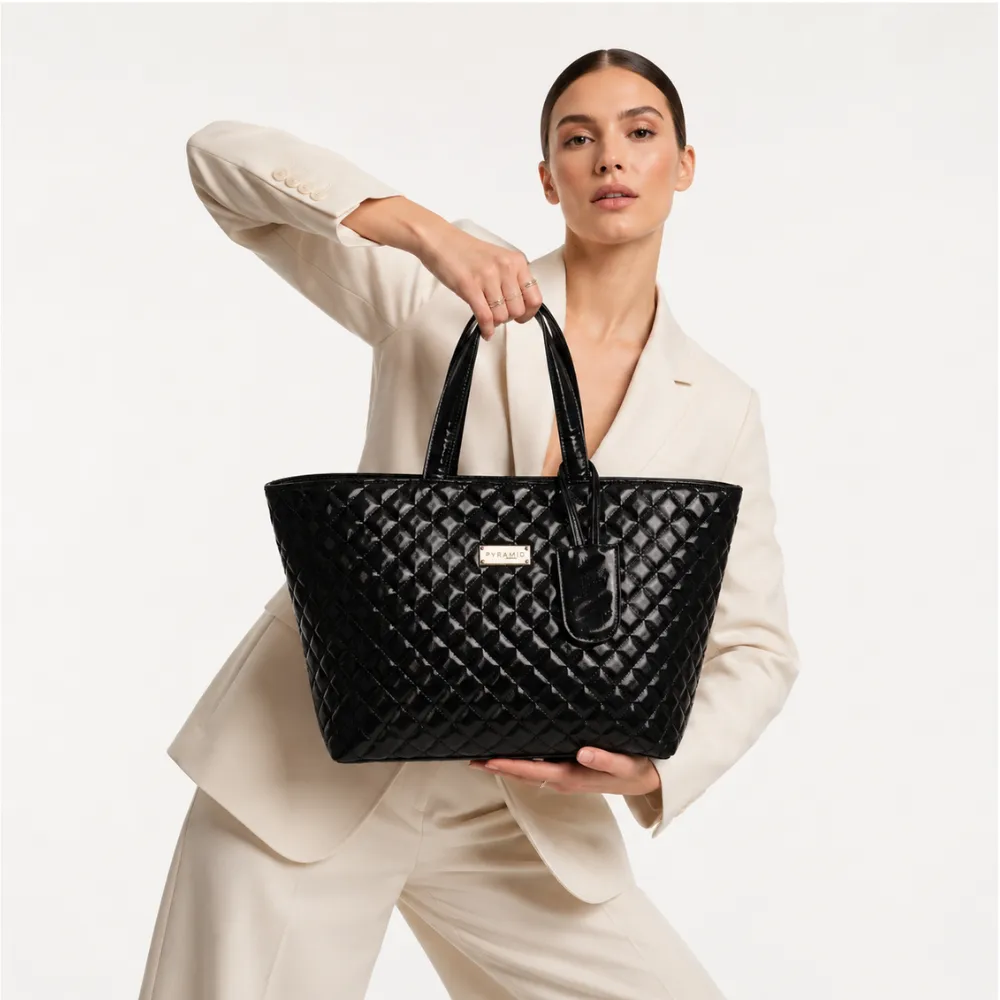 Black Avella Quilted Tote Bag - Image 2