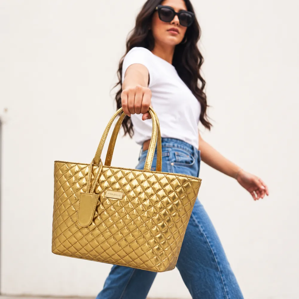 Bright Gold Avella Quilted Tote Bag - Image 2