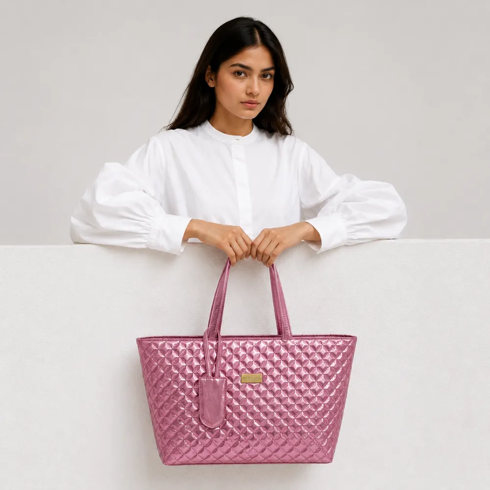 Pink Avella Quilted Tote Bag - Image 2