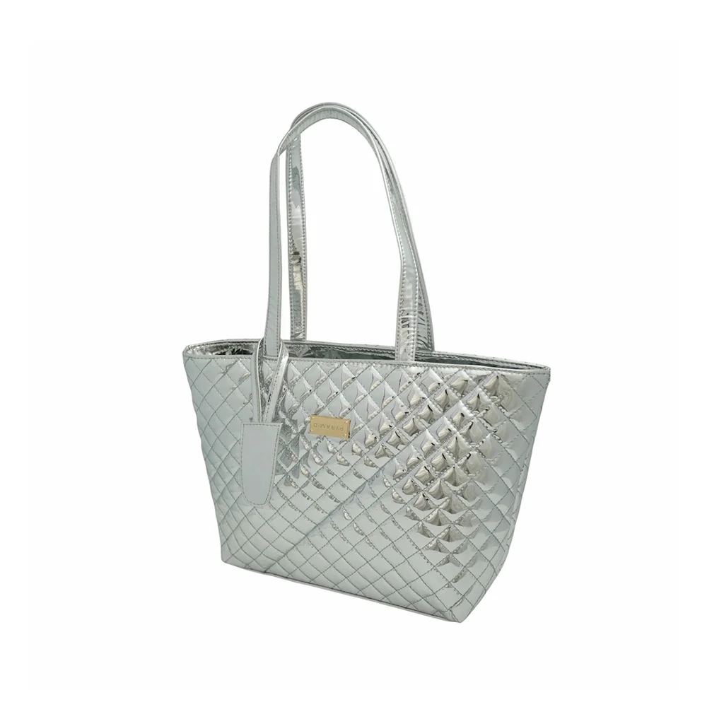 Silver Avella Quilted Tote Bag